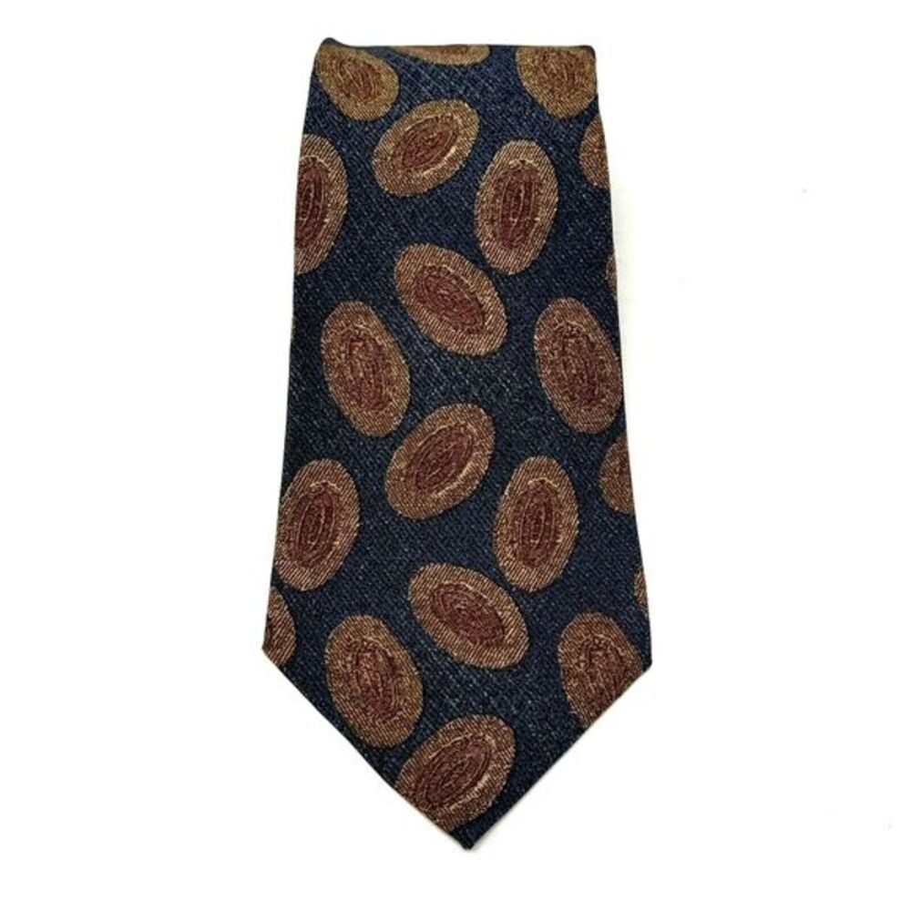 Perry Ellis Collection 100%‎ Italian Silk Neck Tie Men's Blue Brown USA 56x4